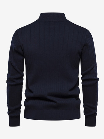 メンズ セーター メンズ プルオーバー ニットウェア ポートレート ネック 秋 ダークネイビー アプリコット