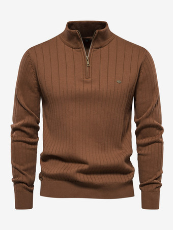 ブラウン メンズ セーター メンズ プルオーバー ニットウェア ポートレート ネック 秋 ダークネイビー アプリコット