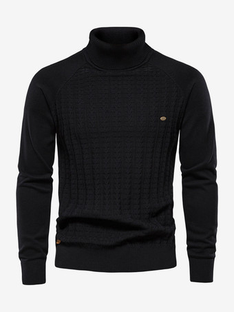 ブラック メンズ セーター メンズ プルオーバー ニット ハイカラー 冬 ディープグレー キャメル