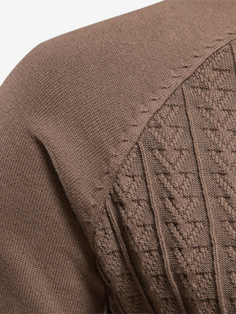 メンズ セーター メンズ プルオーバー ニット ハイカラー 冬 ディープグレー キャメル