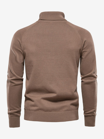 メンズ セーター メンズ プルオーバー ニット ハイカラー 冬 ディープグレー キャメル