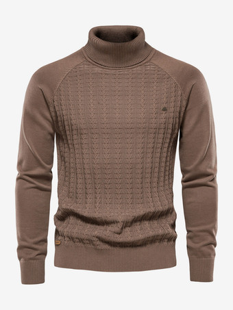 ラクダ色 メンズ セーター メンズ プルオーバー ニット ハイカラー 冬 ディープグレー キャメル