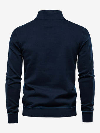 Maglioni da uomo Pullover da uomo Maglieria Ritratto Collo Plaid Inverno Nero Blu profondo