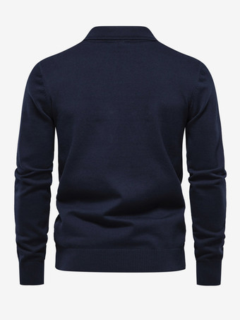 メンズ セーター メンズ プルオーバー ニットウェア ターンダウン カラー 冬 ブラック ブルー