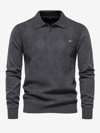 グレイメンズ セーター メンズ プルオーバー ニットウェア ターンダウン カラー 冬 ブラック ブルー