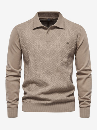 アプリコットメンズ セーター メンズ プルオーバー ニットウェア ターンダウン カラー 冬 ブラック ブルー