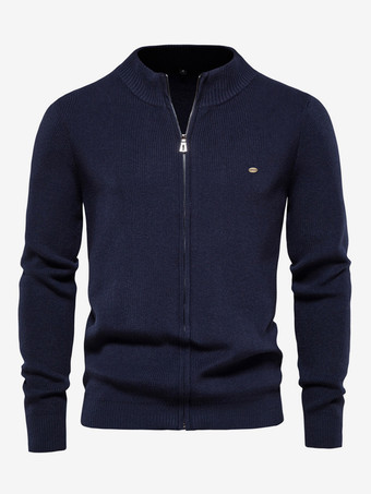 ダークネイビーメンズ 衣類 カーディガン メンズ 男性用 セーター メンズ カーディガン 快適な長袖 ダークネイビー ダークネイビー ユニーク