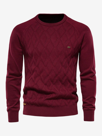 レッド メンズ セーター メンズ プルオーバー ニット ジュエルネック 春 カーキ カーキ