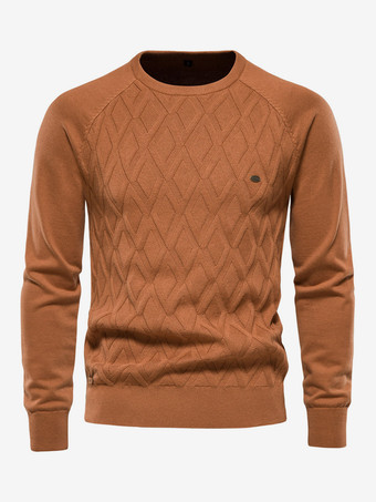 アンバーメンズ セーター メンズ プルオーバー ニット ジュエルネック 春 カーキ カーキ