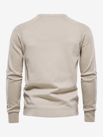 メンズ セーター メンズ プルオーバー ニット ジュエルネック 春 カーキ カーキ