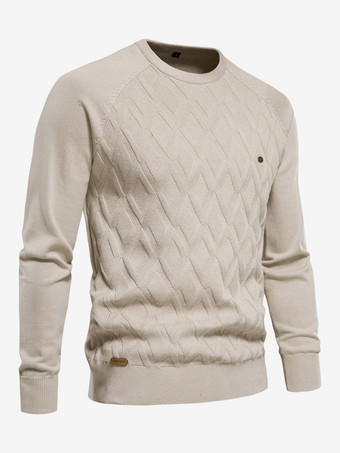 メンズ セーター メンズ プルオーバー ニット ジュエルネック 春 カーキ カーキ