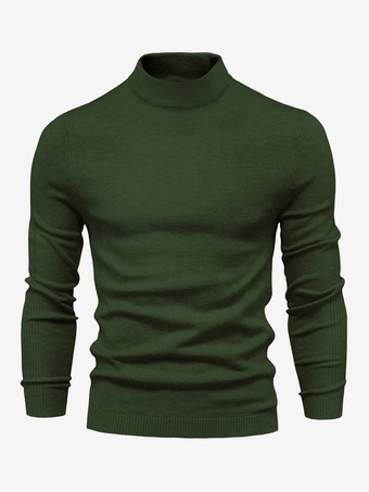 グリーン メンズ セーター メンズ プルオーバー ニットウェア ポートレート ネック 秋 バーガンディ アプリコット