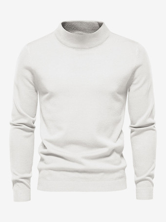 ホワイト メンズ セーター メンズ プルオーバー ニットウェア ポートレート ネック 秋 バーガンディ アプリコット