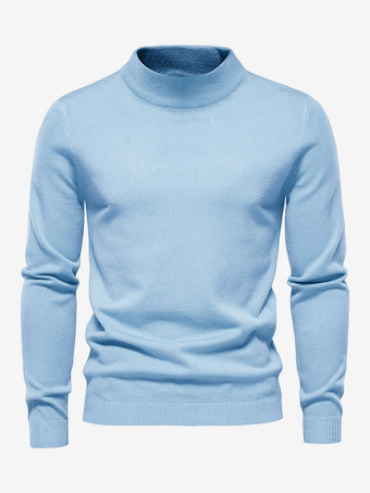 ライトスカイブルーメンズ セーター メンズ プルオーバー ニットウェア ポートレート ネック 秋 バーガンディ アプリコット