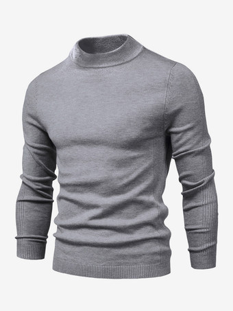 ライトグレー メンズ セーター メンズ プルオーバー ニットウェア ポートレート ネック 秋 バーガンディ アプリコット