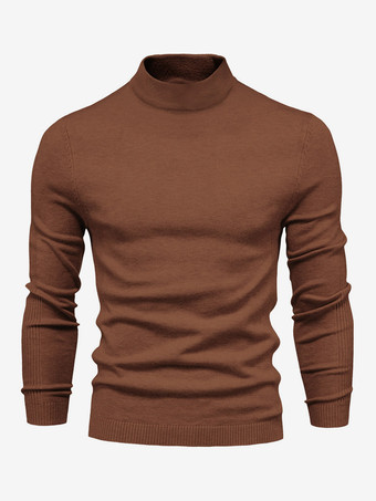 ブラウン メンズ セーター メンズ プルオーバー ニットウェア ポートレート ネック 秋 バーガンディ アプリコット