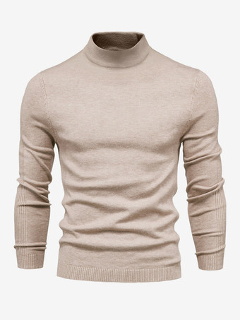 アプリコットメンズ セーター メンズ プルオーバー ニットウェア ポートレート ネック 秋 バーガンディ アプリコット