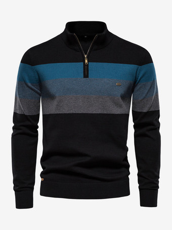 ブラック メンズ セーター メンズ プルオーバー ニットウェア ポートレート ネック 秋 ダークネイビー ダークネイビー