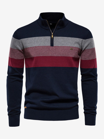 ダークネイビーメンズ セーター メンズ プルオーバー ニットウェア ポートレート ネック 秋 ダークネイビー ダークネイビー