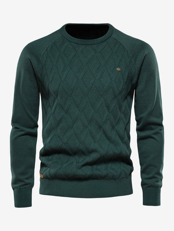 グリーン メンズ セーター メンズ プルオーバー ニット ジュエルネック 春 カーキ カーキ