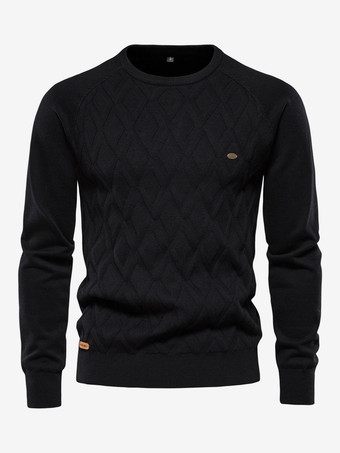 ブラック メンズ セーター メンズ プルオーバー ニット ジュエルネック 春 カーキ カーキ