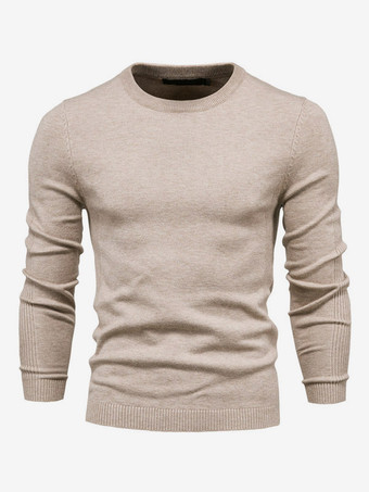 アプリコットメンズセーター メンズプルオーバーニット ジュエルネック 春 ダークネイビー ホワイト