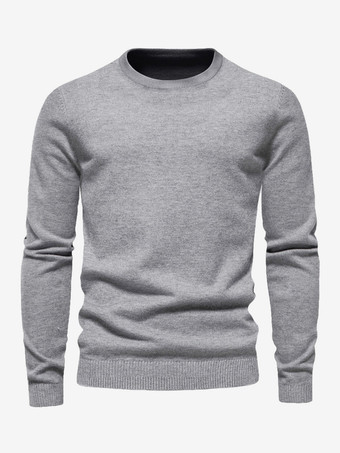 ライトグレー メンズセーター メンズプルオーバーニット ジュエルネック 春 ダークネイビー ホワイト