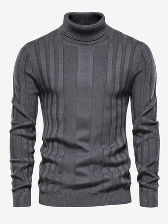 ダークグレー メンズ セーター メンズ プルオーバー ニット ハイカラー 冬 コーヒー ブラウン イエロー