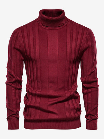 レッド メンズ セーター メンズ プルオーバー ニット ハイカラー 冬 コーヒー ブラウン イエロー