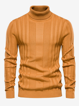 イエローメンズ セーター メンズ プルオーバー ニット ハイカラー 冬 コーヒー ブラウン イエロー