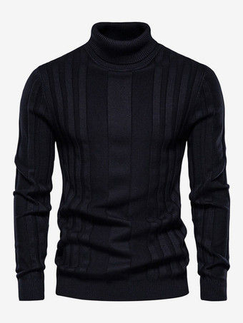 ブラック メンズ セーター メンズ プルオーバー ニット ハイカラー 冬 コーヒー ブラウン イエロー