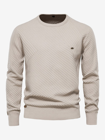 アプリコットメンズ セーター メンズ プルオーバー ニット ジュエル ネック ウィンター グリーン アプリコット