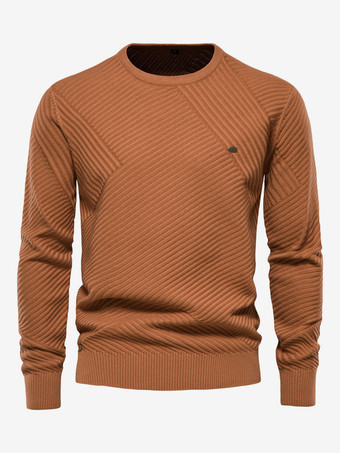 ブラウン メンズ セーター メンズ プルオーバー ニット ジュエル ネック ウィンター グリーン アプリコット