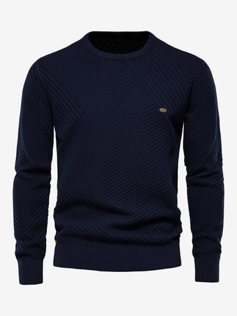 ダークネイビーメンズ セーター メンズ プルオーバー ニット ジュエル ネック ウィンター グリーン アプリコット