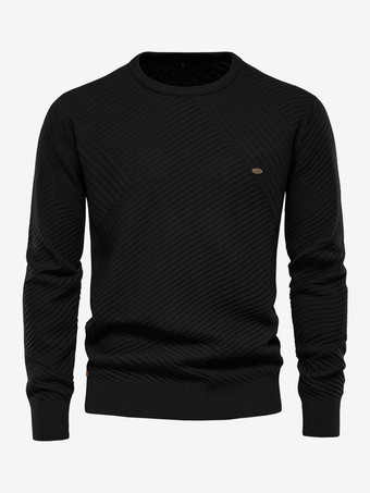 ブラック メンズ セーター メンズ プルオーバー ニット ジュエル ネック ウィンター グリーン アプリコット