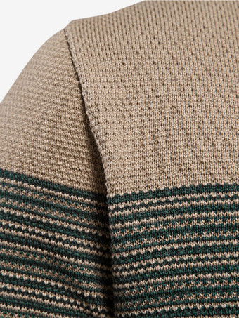 メンズ セーター メンズ プルオーバー ニット ジュエル ネック ストライプ 春 オレンジ レッド