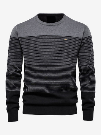 グレイメンズ セーター メンズ プルオーバー ニット ジュエル ネック ストライプ 春 オレンジ レッド