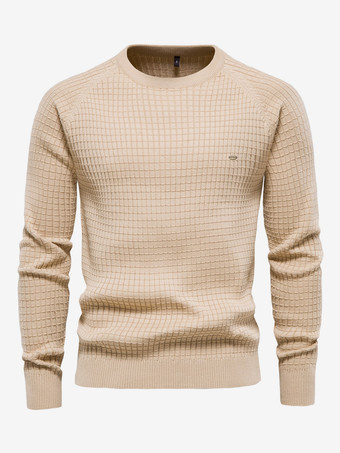 アプリコットメンズ セーター メンズ プルオーバー ニットウェア ジュエル ネック 秋 グレー ブルー