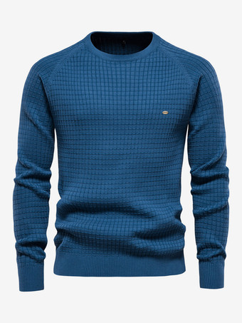 ブルー メンズ セーター メンズ プルオーバー ニットウェア ジュエル ネック 秋 グレー ブルー