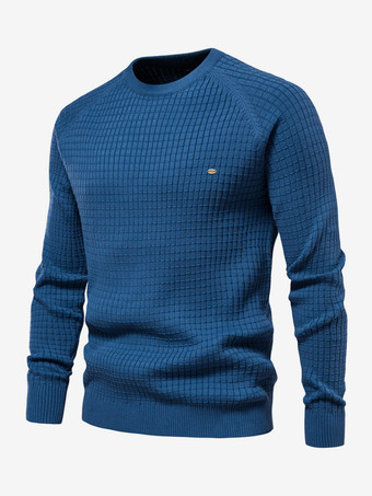 メンズ セーター メンズ プルオーバー ニットウェア ジュエル ネック 秋 グレー ブルー