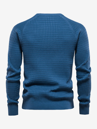 メンズ セーター メンズ プルオーバー ニットウェア ジュエル ネック 秋 グレー ブルー