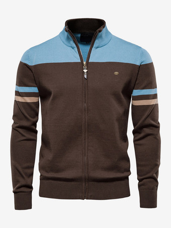 ブルー メンズ 衣類 メンズ カーディガン メンズ セーター メンズ カーディガン 快適なストライプ 長袖 ファッショナブルなブラック ブルー