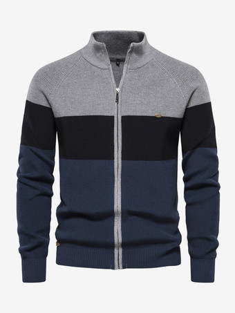 グレイメンズ 衣類 メンズ カーディガン メンズ セーター メンズ カーディガン カジュアル カラーブロック 長袖 ユニーク オレンジ ダークネイビー