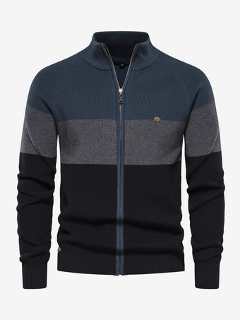 ブルー メンズ 衣類 メンズ カーディガン メンズ セーター メンズ カーディガン カジュアル カラーブロック 長袖 ユニーク オレンジ ダークネイビー