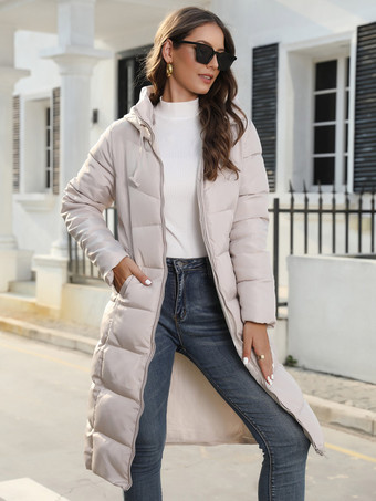 Cotton Coat For Women Zipper Solid Long Slim Hooded Parkas