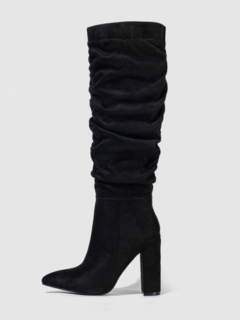 Nero Stivali al ginocchio chic con tacco grosso da donna