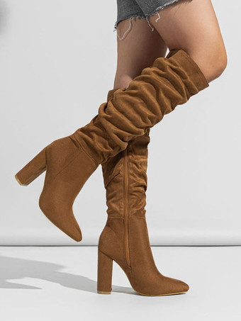 Stivali al ginocchio chic con tacco grosso da donna