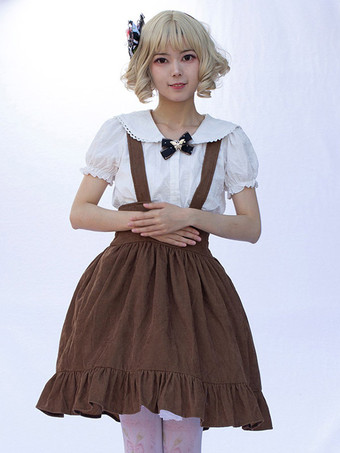 牧歌的なスタイルのロリータ SK カードキャプターさくら花柄キャメルフリルロリータスカート