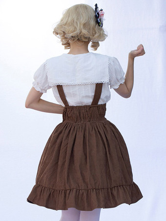 牧歌的なスタイルのロリータ SK カードキャプターさくら花柄キャメルフリルロリータスカート