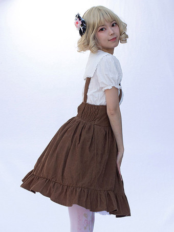 牧歌的なスタイルのロリータ SK カードキャプターさくら花柄キャメルフリルロリータスカート